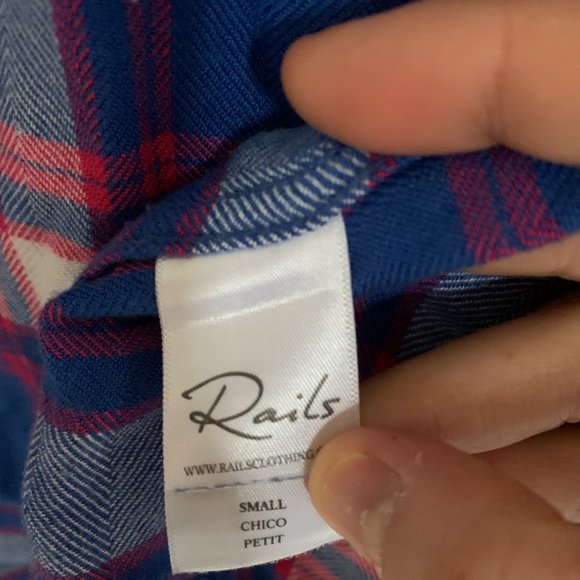 Rails Hunter Plaid Long-Sleeved Soft Flannel in Ruby Sky White (Size Small) - Picture 5 of 6